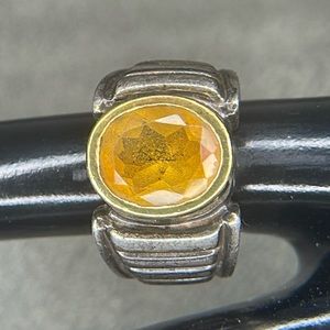 18k Citrine, Sterling silver 925 Lagos Caviar ring